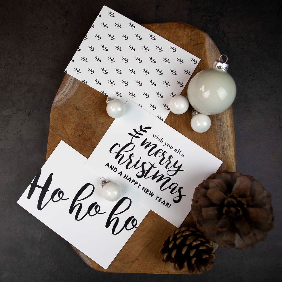 Thumbnail: 10x Kerstkaarten – zwart/wit
