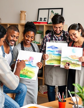 people from different ethnic backgrounds learning to paint with watercolors.jpg