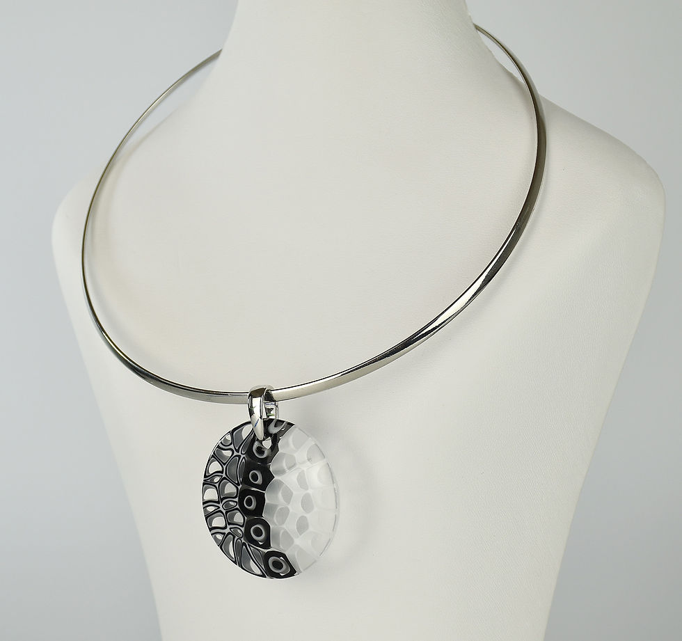 Miniatura: MURANO GLASS PENDANT  WITH MURRINE BLACK AND  WHITE
