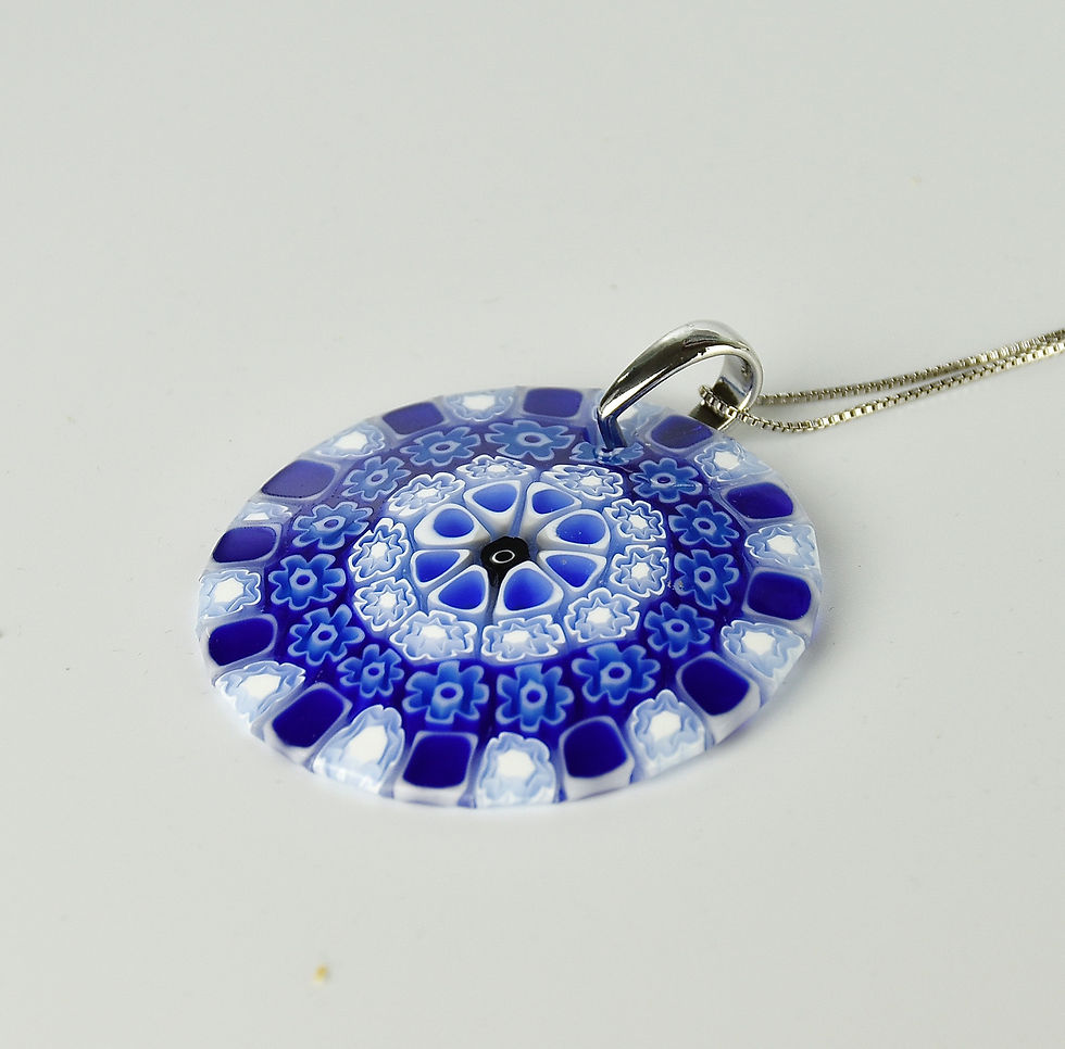 Miniatura: PENDENTE IN MURRINE BLU, DIAMETRO 5 CM