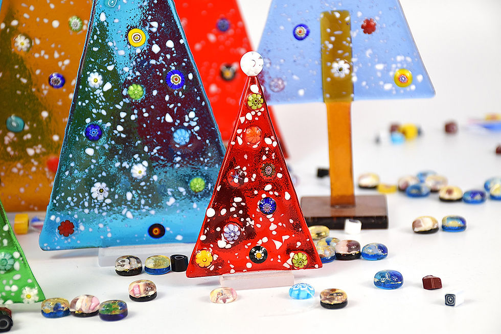 Miniatura: SET 9 ALBERI NATALE CON MURRINE