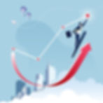 Data Driven Image of CEO skyrocketing up an arrow to success