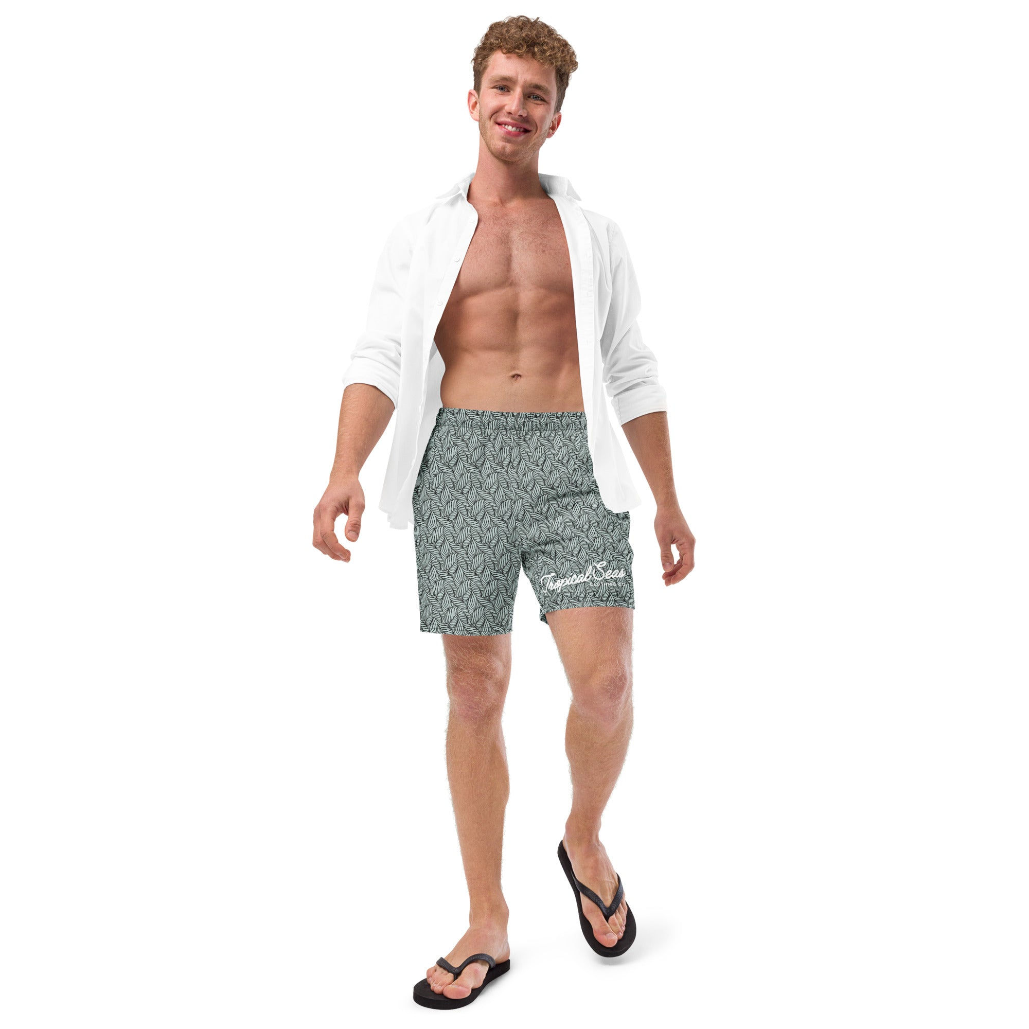 Shorts de Praia Masculino Eco Cinza Palmeiras