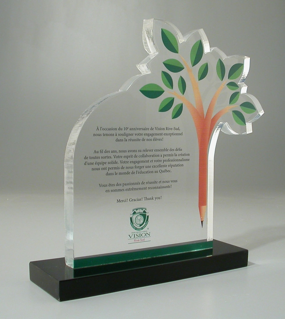 Sur mesure - Trophée Acrylique - Vision Rive-Sud