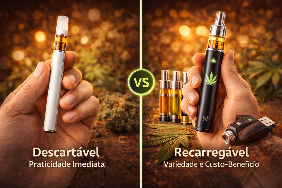 diferença entre vape THC descartável e recarregável destacando facilidade de uso e economia a longo prazo