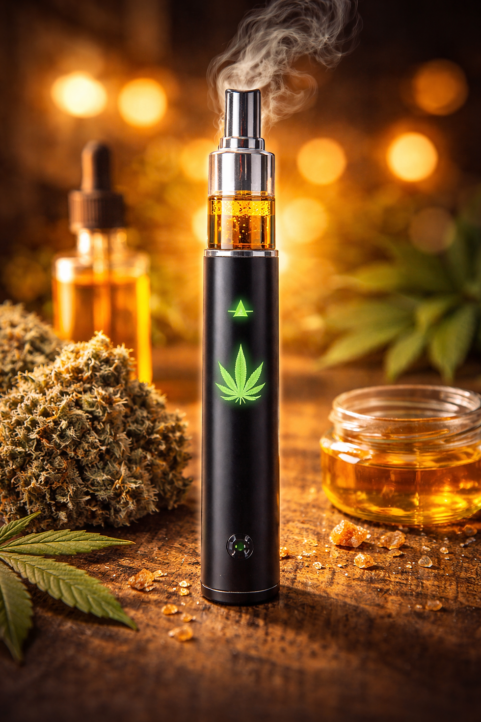 caneta vape thc premium com óleo dourado concentrado e vapor intenso ideal para quem busca efeito rápido