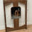 Thumbnail: OLD WALL HANGER PANEL WITH 6 BRASS HOOKS & CENTRAL SHAPED MIRROR
