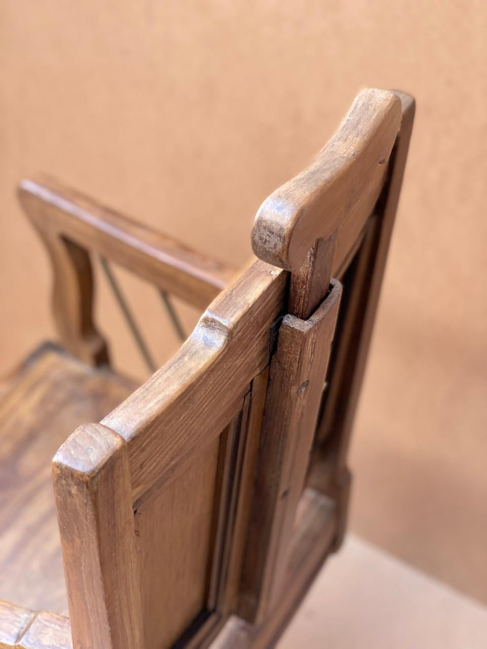 Thumbnail: OLD ORIGINAL REVOLVING TEAK WOOD BARBER CHAIR