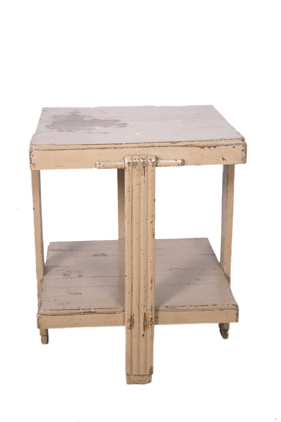 Thumbnail: OLD SMALL BEIGY SALMON SQUARE TABLE