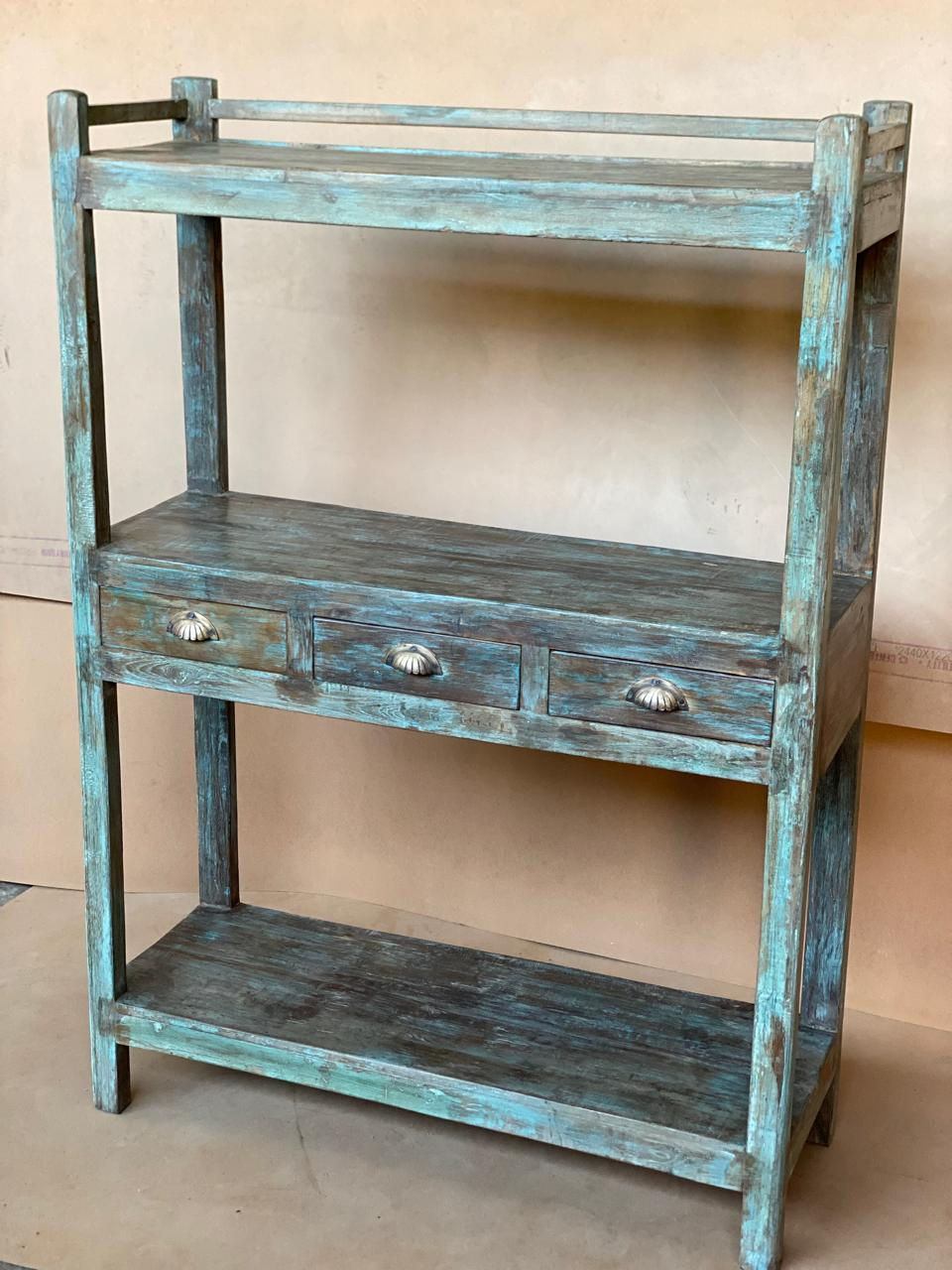 COUNTER OPEN RACK WITH 3 CENTRAL DRAWERS