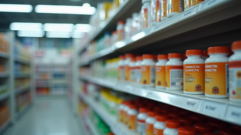 High angle view of an Ivermectin store's shelf