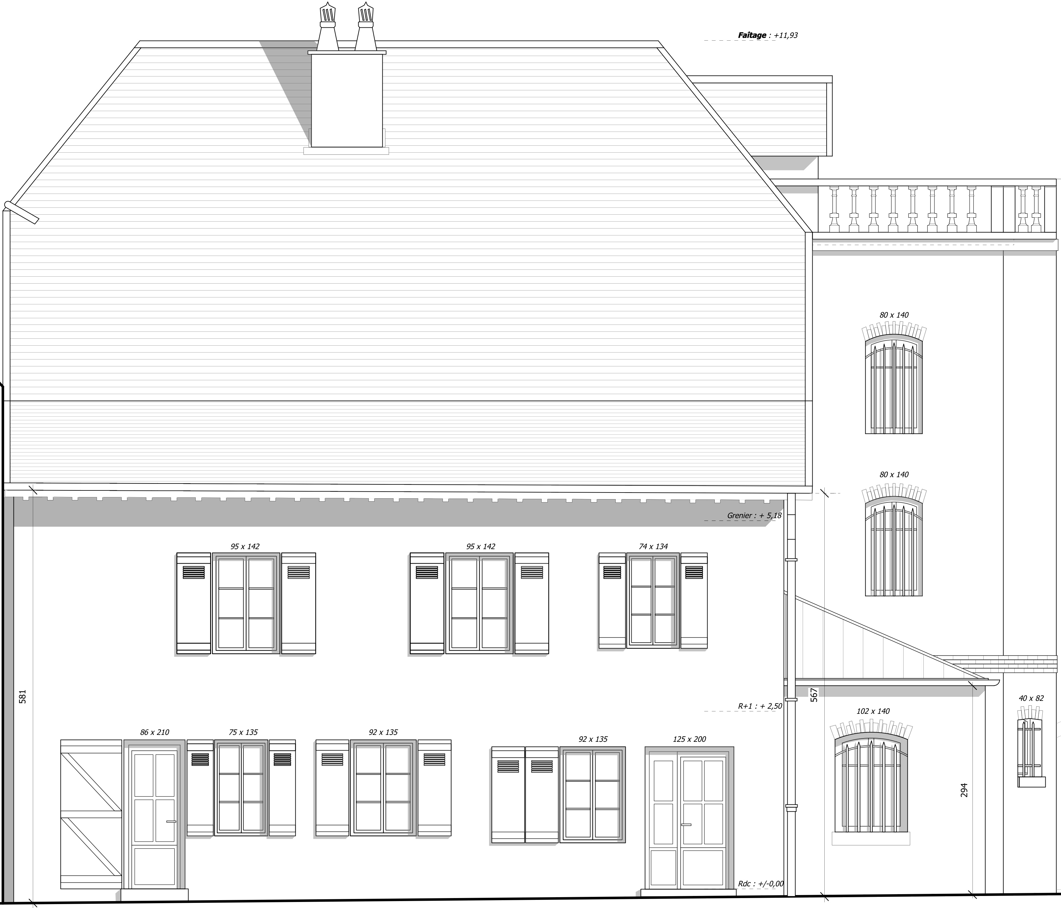 Relevé d'une maison d'habitation