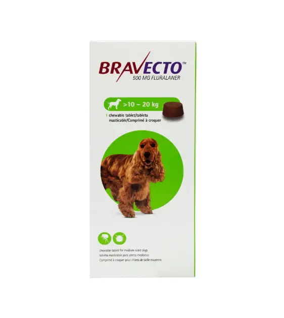 Bravecto Flea & Tick Chewable Tablet Medium Size Dog (500mg) 10kg to 20kg