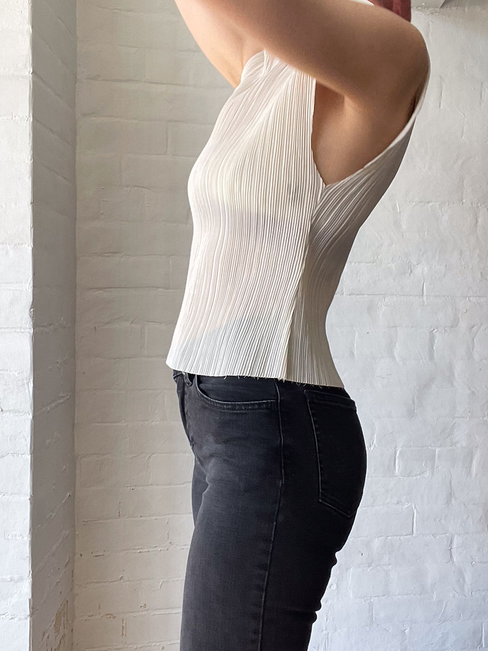 Thumbnail: ST AGNI White Crepe Mock Neck Tank Size 6-10