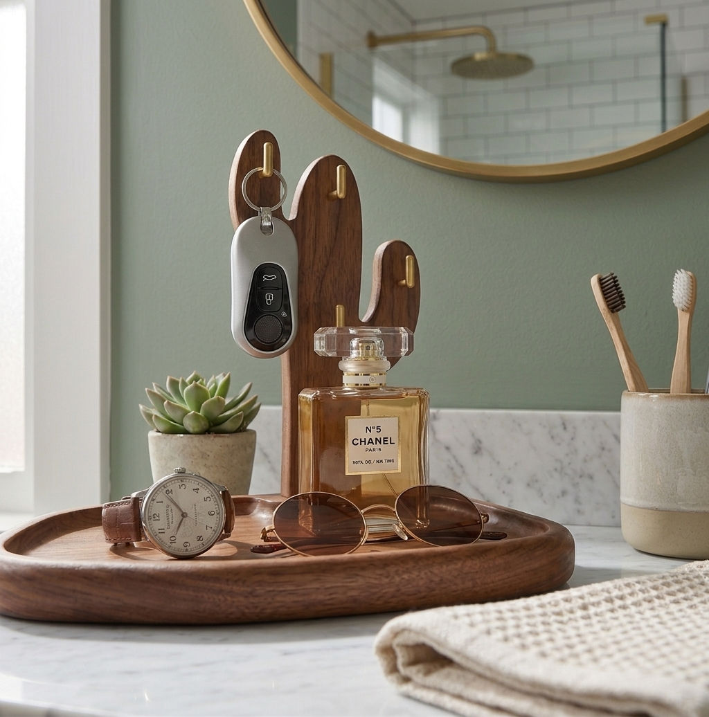 Solid Wood Cactus Valet Tray