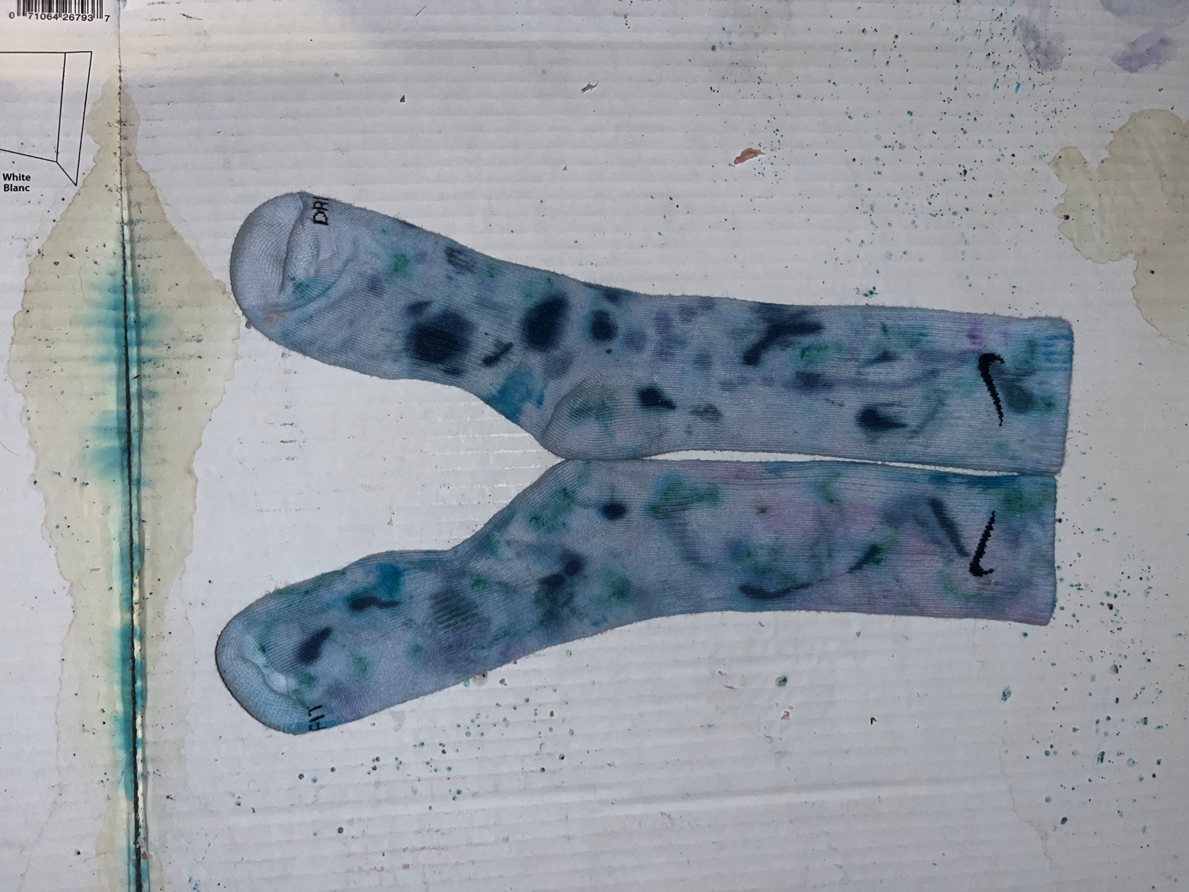 Blue and white tie dye socks 