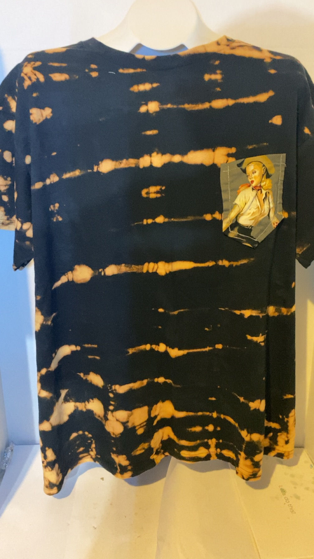 Grey beauty and brains pocket on bleach dyed shirt
