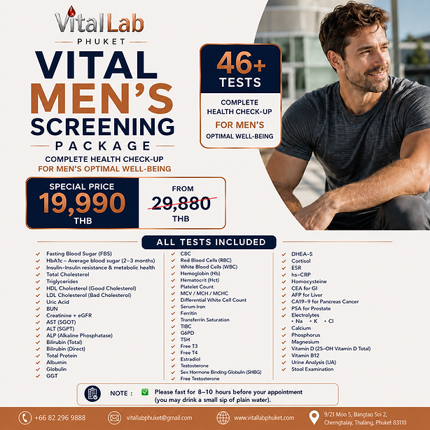 Vital Men’s Screening Check-up - 46 tests including hormones cancer markers and vitamins