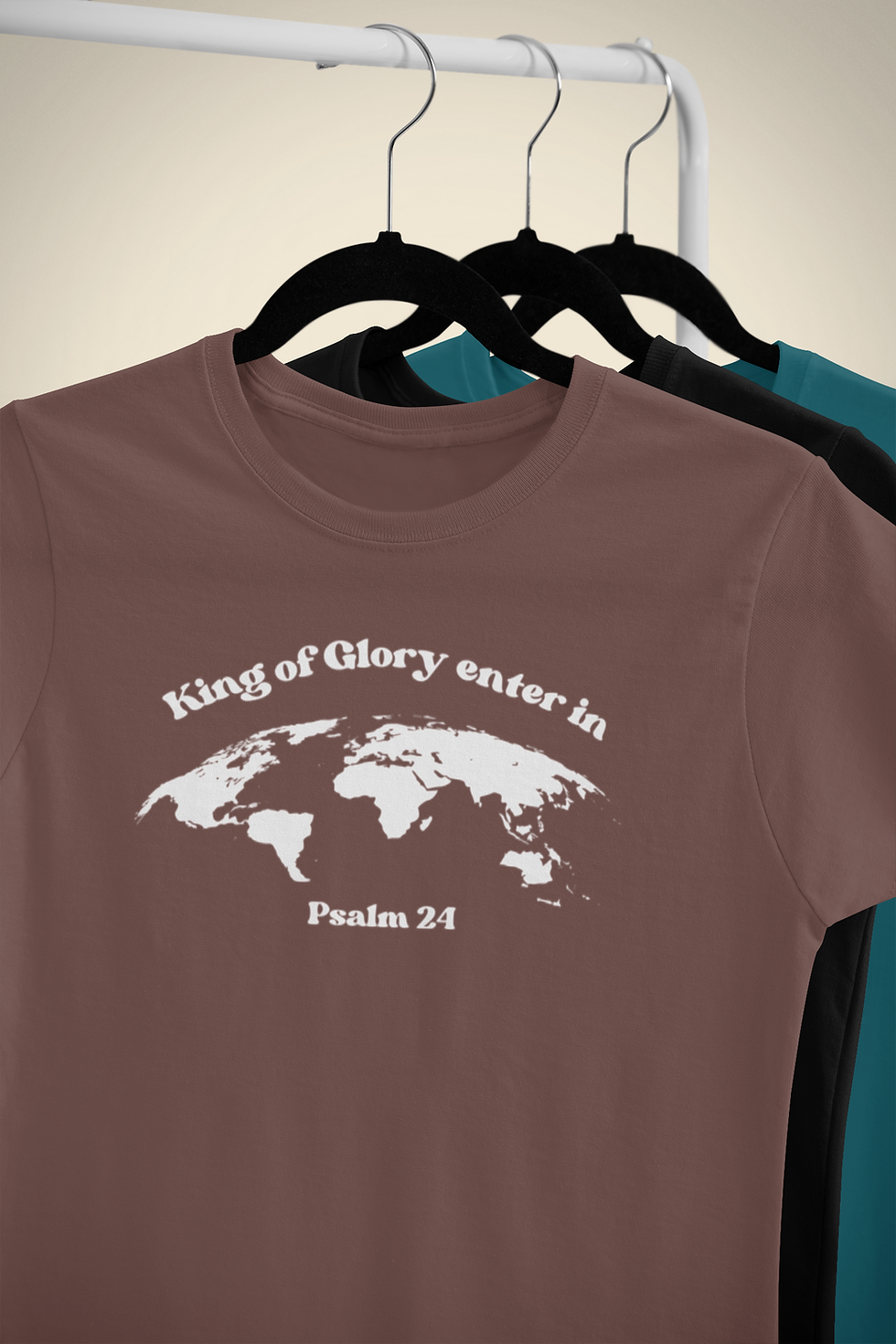 Thumbnail: King of Glory Enter In Psalm 24 with the nations in white design on vineyard t-shirt