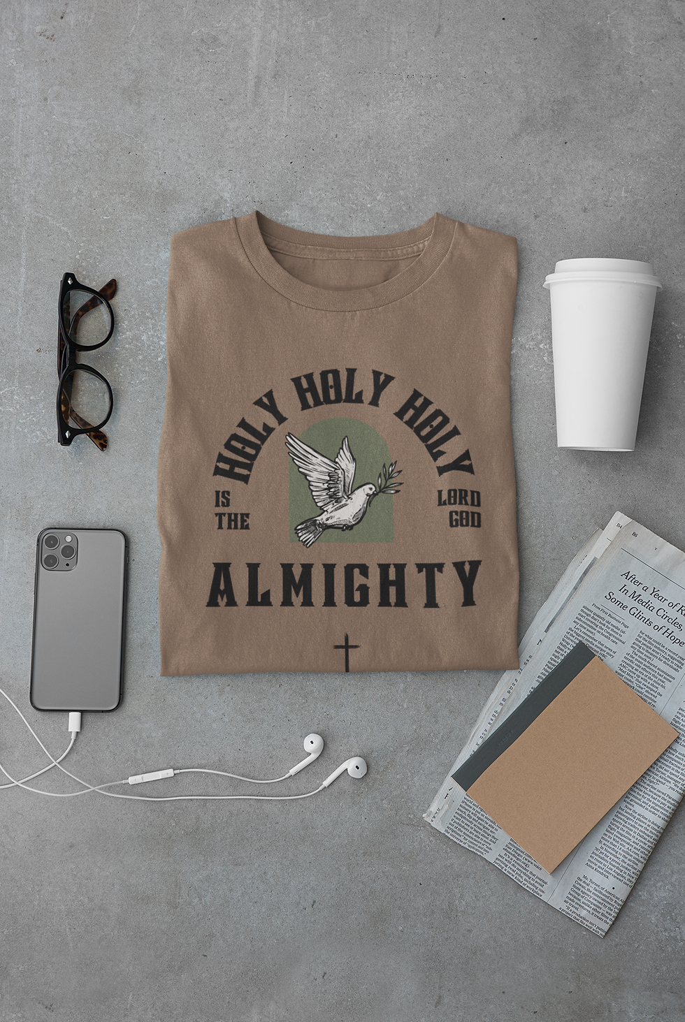 Thumbnail: Holy Holy Holy is the Lord God Almighty dove t-shirt with cross design