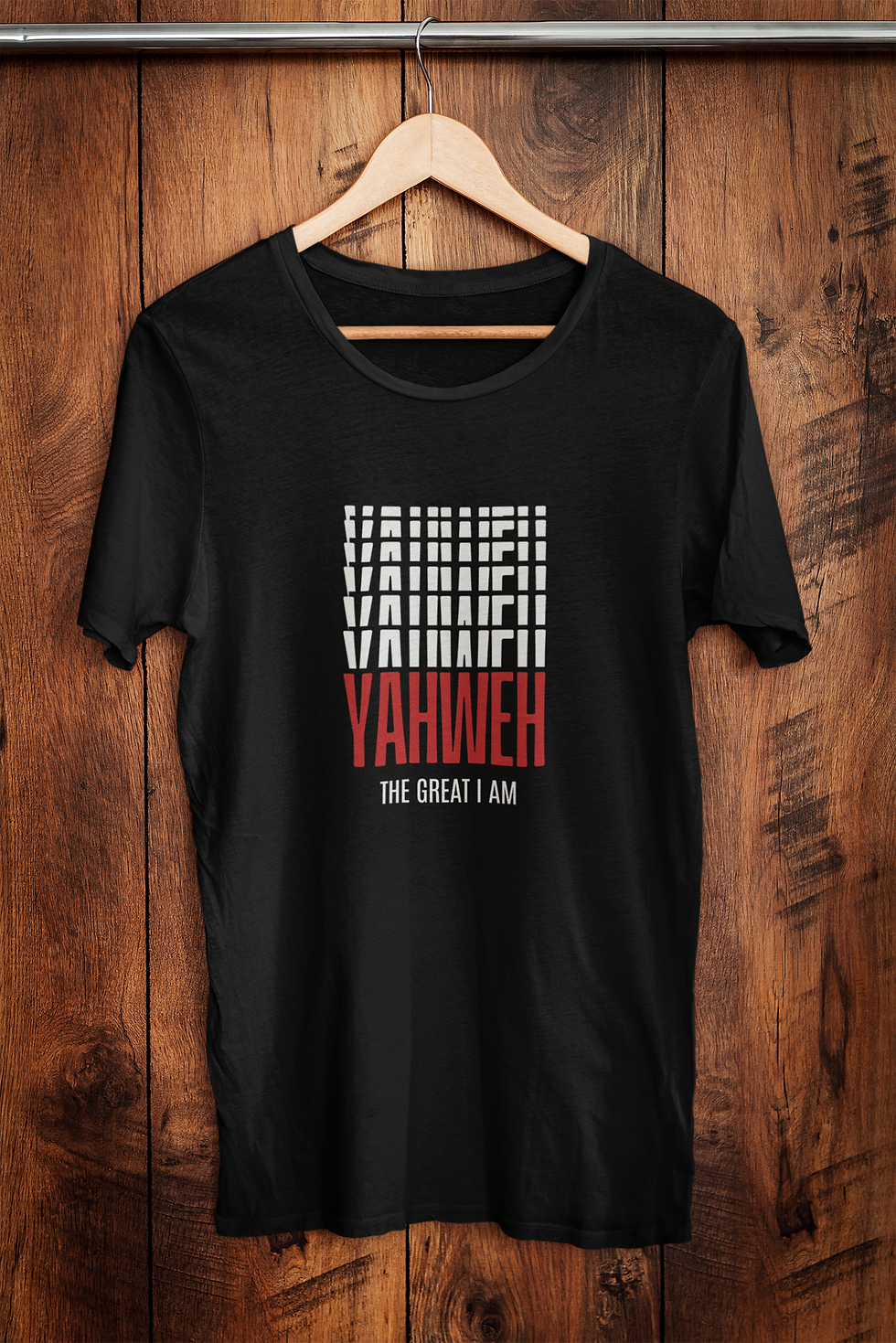 Thumbnail: Black T-shirt that says "Yahweh - The Great I AM" with a unique font overlay