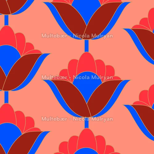 Retro Blomst – mønsterdesign av Nicola Mulryan, Multebær