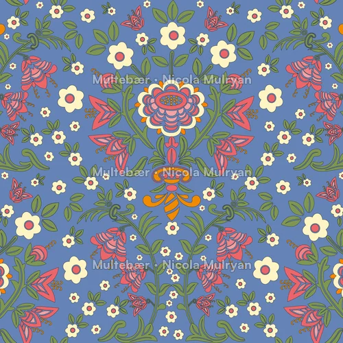 Norwegian heritage smooth blue 30% – mønsterdesign av Nicola Mulryan, Multebær