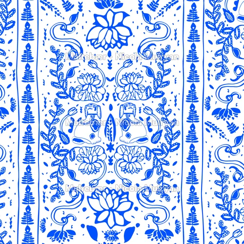 Ornamental Botanical Indigo – mønsterdesign av Nicola Mulryan, Multebær