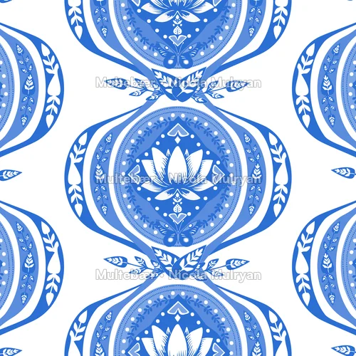 White Lotus Flower - Night Sky – mønsterdesign av Nicola Mulryan, Multebær