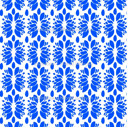 Ornamental Botanical Indigo Collection Lotus – mønsterdesign av Nicola Mulryan, Multebær