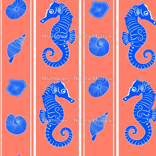 Ocean Garden - Sea Horse – mønsterdesign av Nicola Mulryan, Multebær