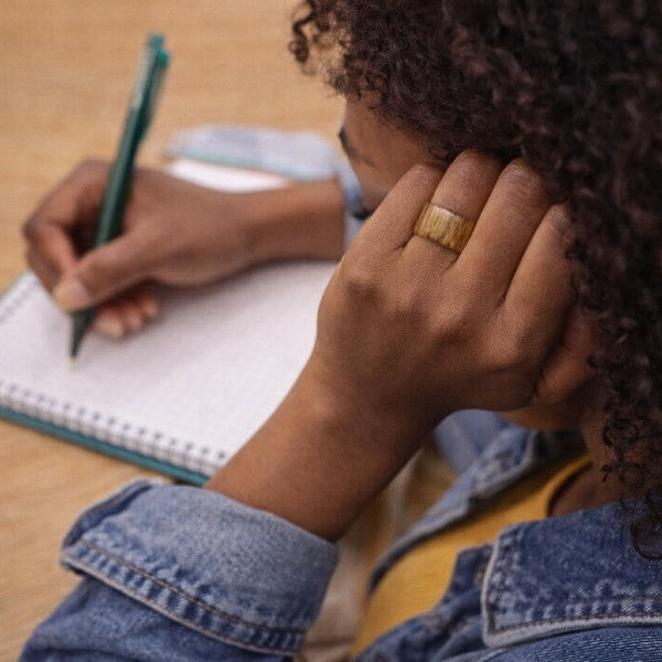 Thumbnail: Walnut Wood Ring – Natural Handmade Wide Band