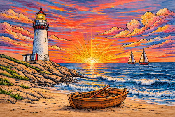 Color-Your-Own Wooden Wall Art - The Lighthouse