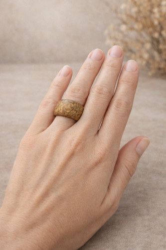 Spalted Tamarind Wood Ring - Exotic Wide Band Wood Ring