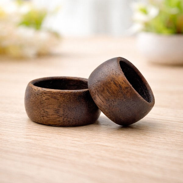 Thumbnail: Black Walnut Wood Ring – Natural Wide Band Wooden Band