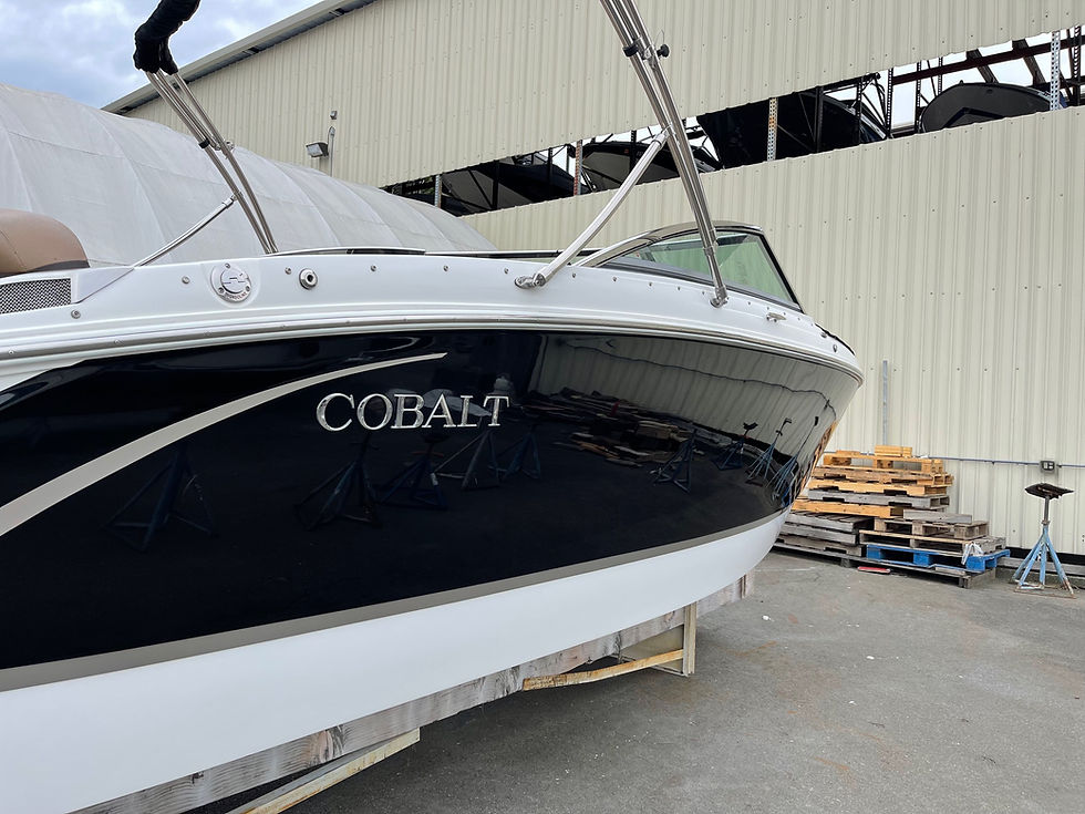 After image Black Cobalt R5 Boat detailed and protected with ceramic coating at North Lake Marina in