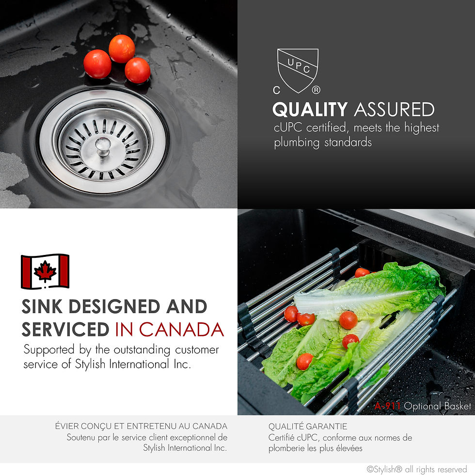 Miniature : STYLISH 28'' KINBROOK S-828WN Black Composite Granite Kitchen Sink