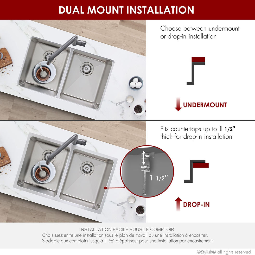 Thumbnail: OPEN BOX A S-401 STYLISH 31'' TOLEDO Double Bowl Kitchen Sink