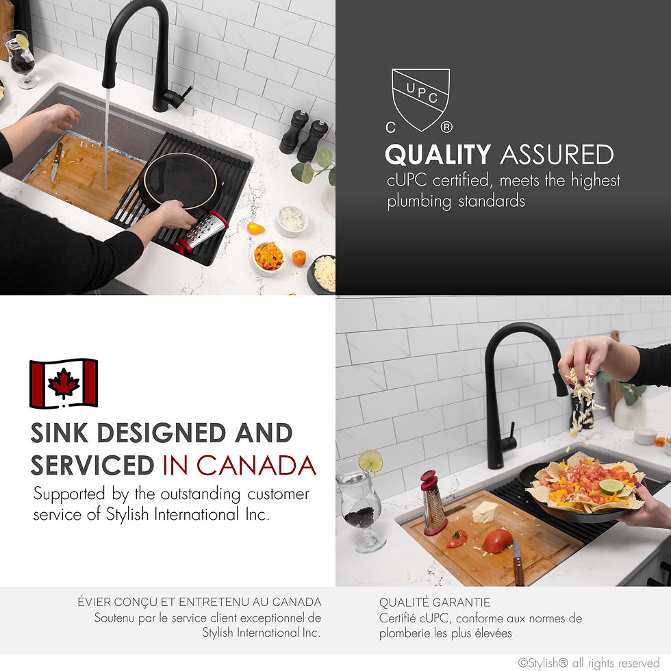 Thumbnail: OPEN BOX A STYLISH 32'' CANMORE S-832WL Gray Composite Granite Kitchen Sink