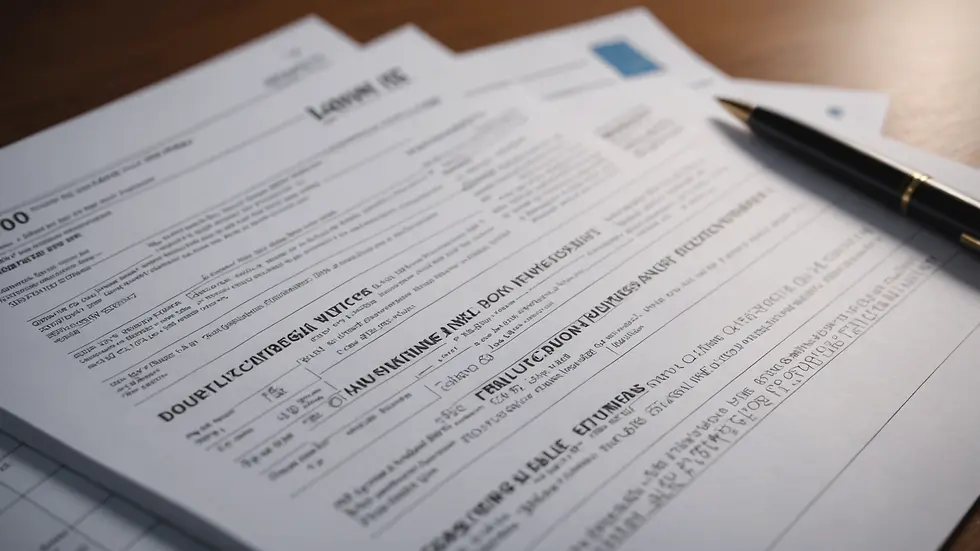 Close-up view of financial documents on a table