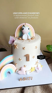 Mini rainbow unicorn birthday cake