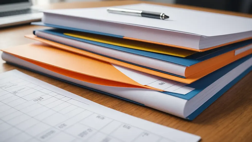 Close-up view of a well-organized document folder representing business plans