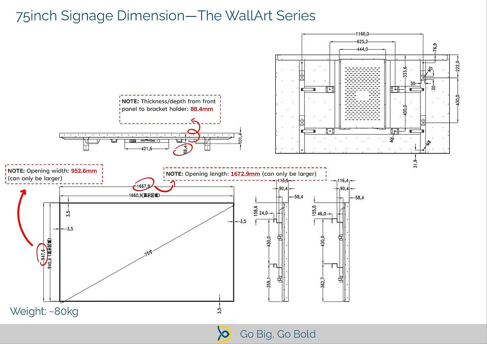 75inch (WallArt Series) Digital Signage Drawing