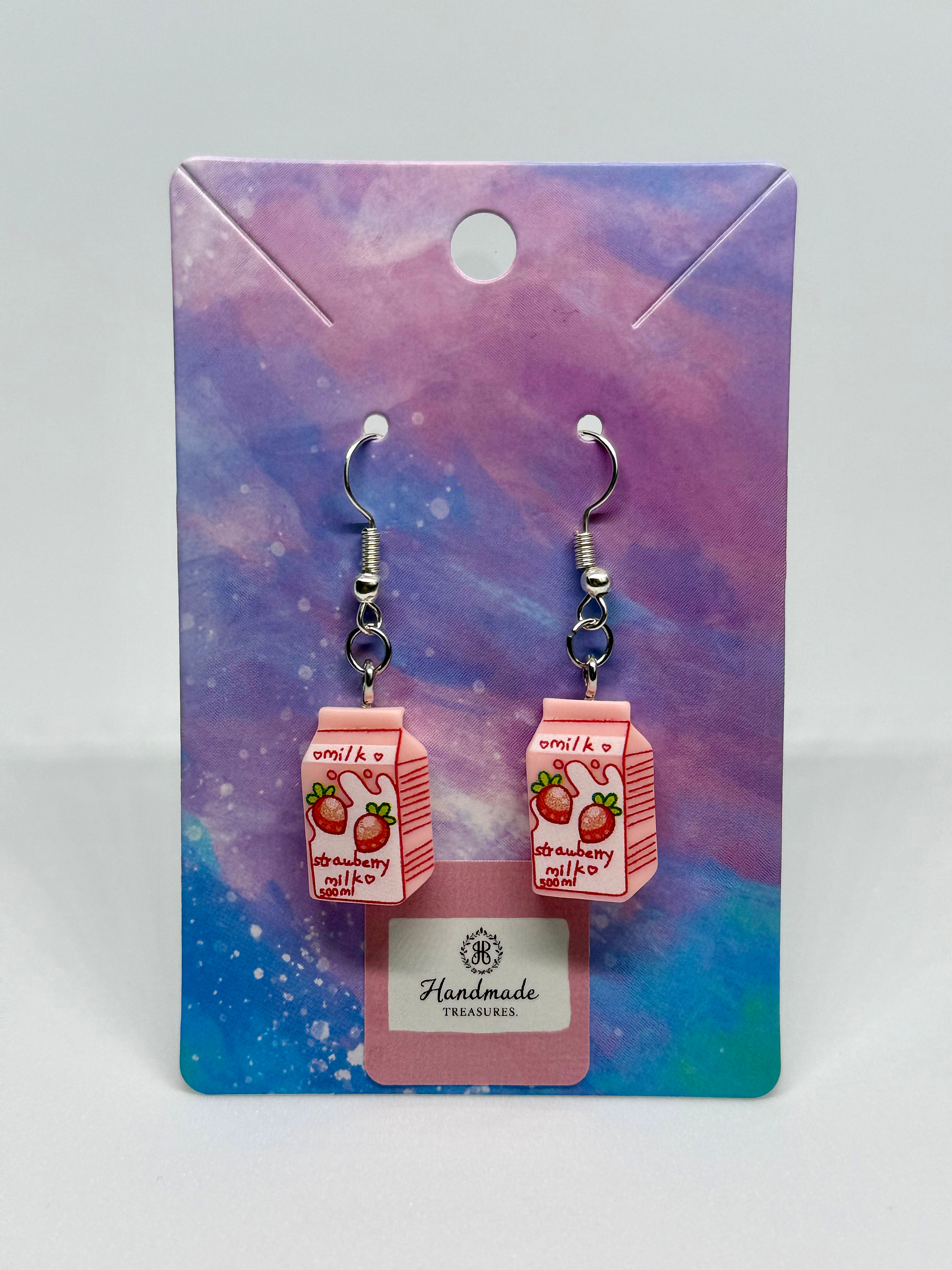 Mini Strawberry Milk Carton Earrings