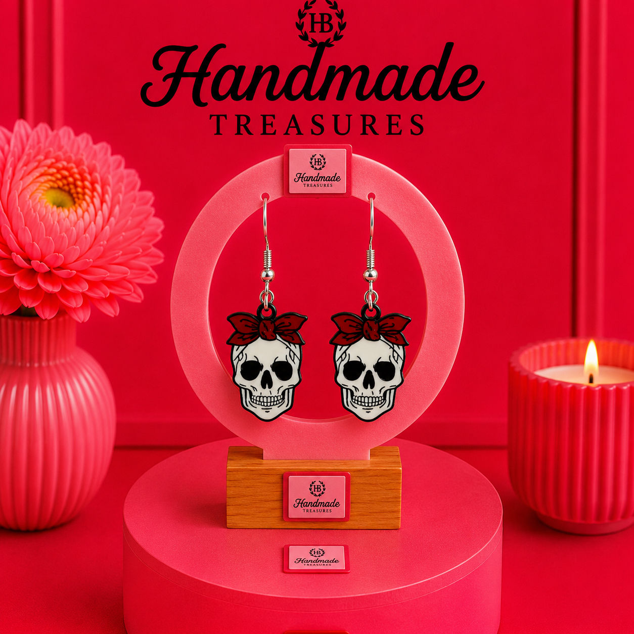 Gothic Skull Bow Earrings