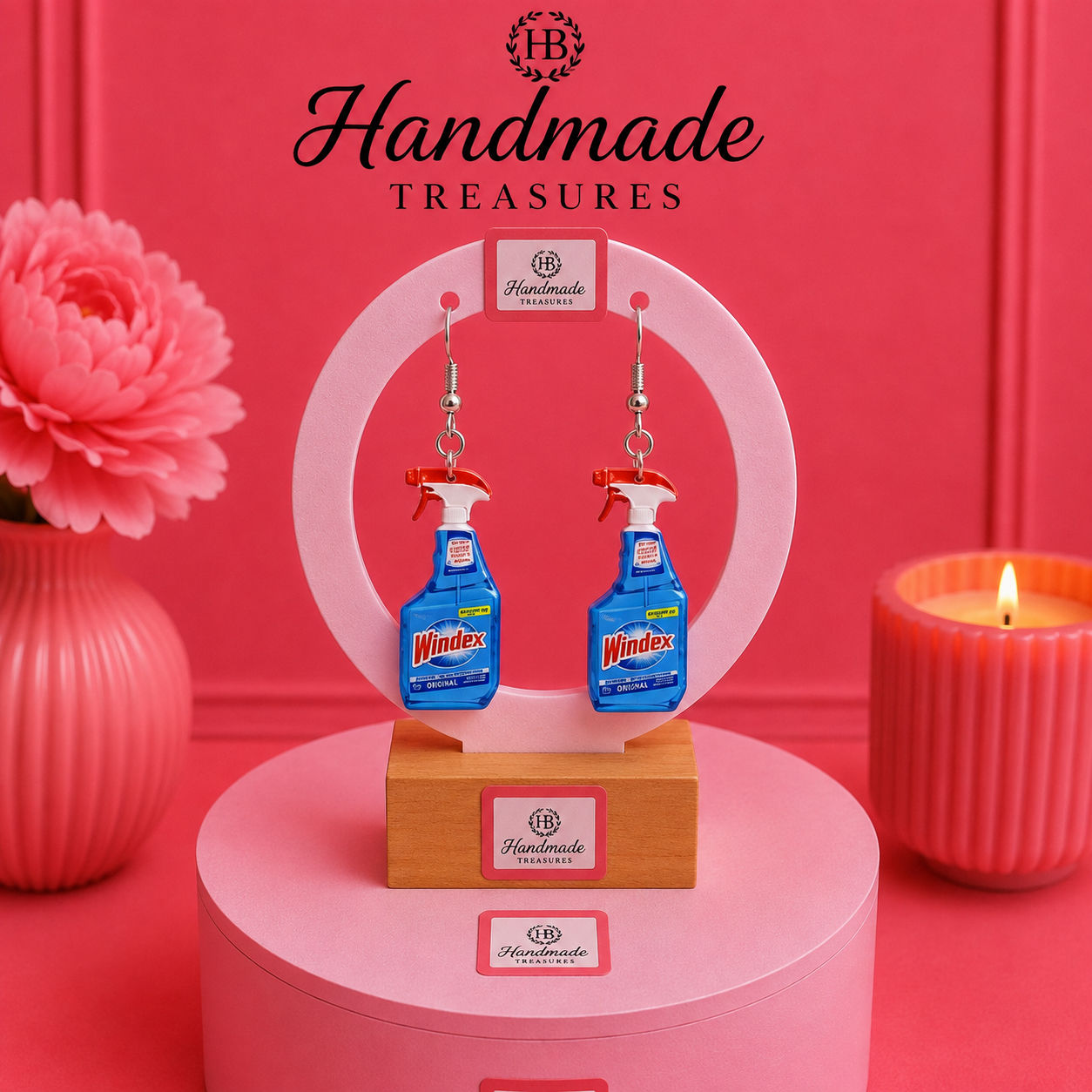 Funny Windex Bottle Earrings, Acrylic Cleaner Spray Earrings