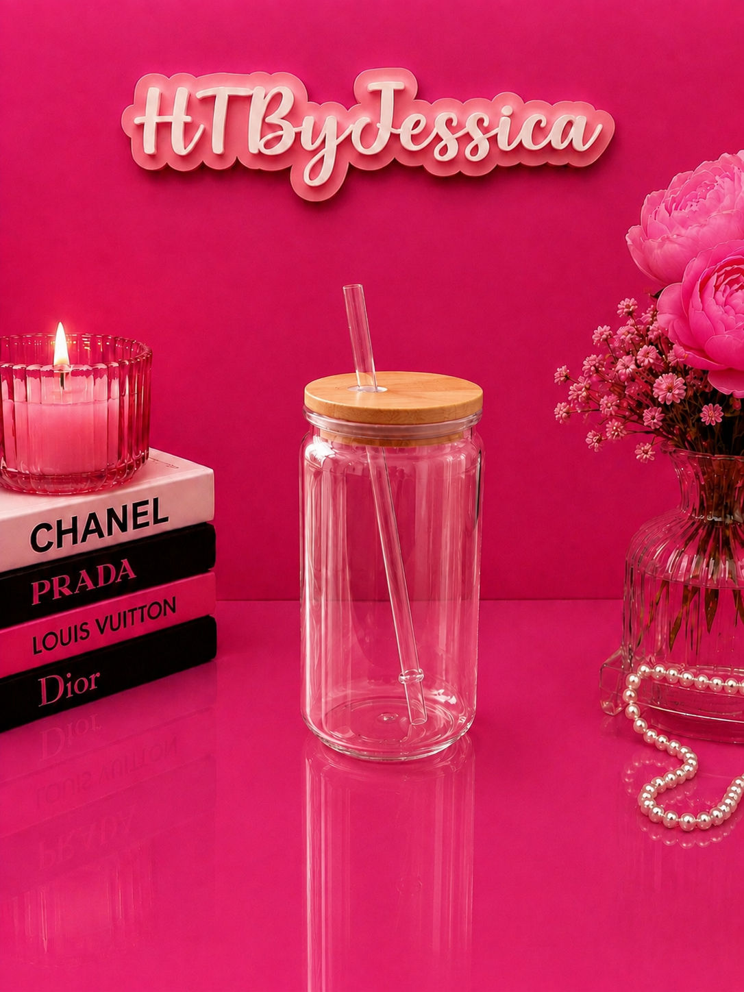 Customisable 16oz Bamboo Lid Snowglobe Tumbler