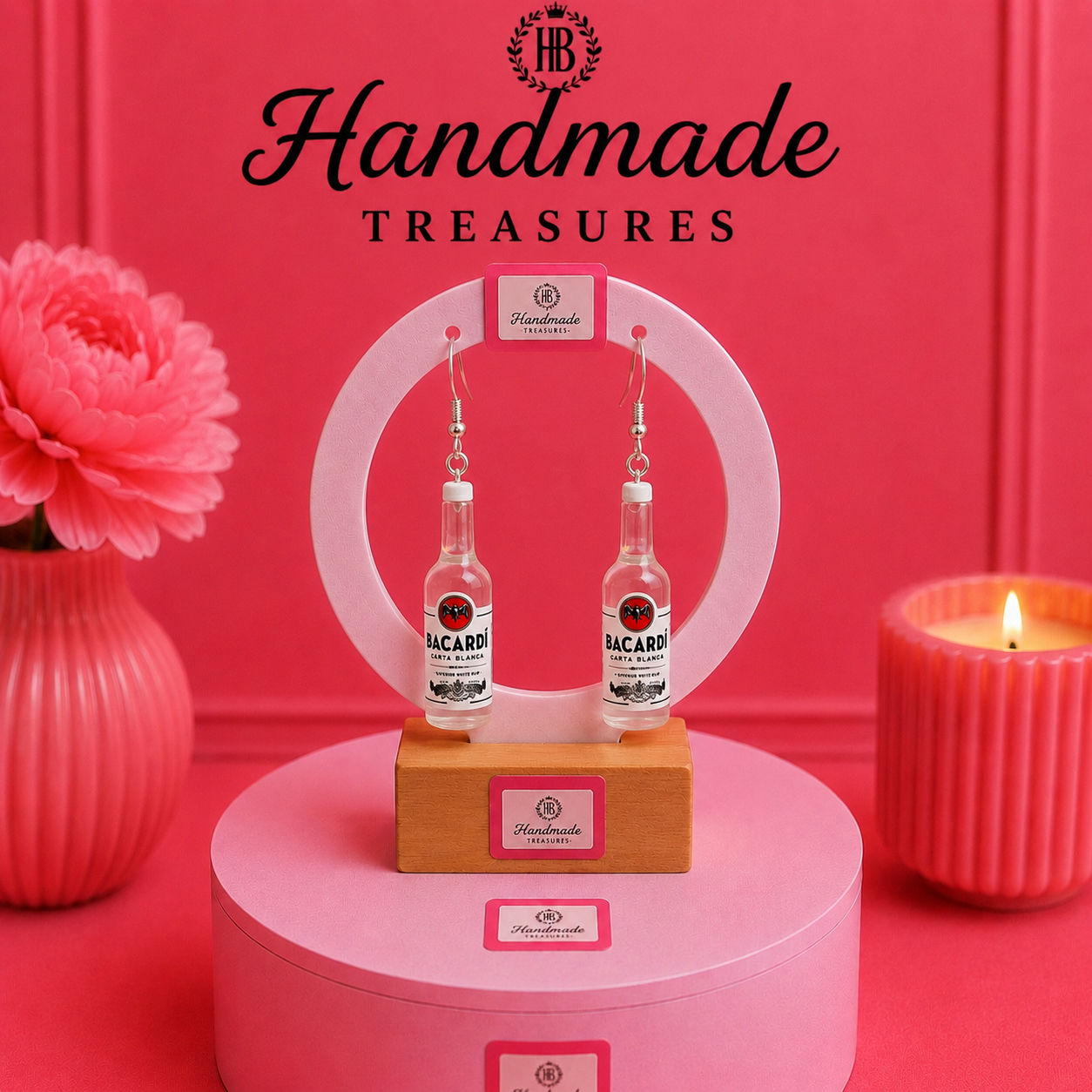Bacardi Rum Bottle Earrings