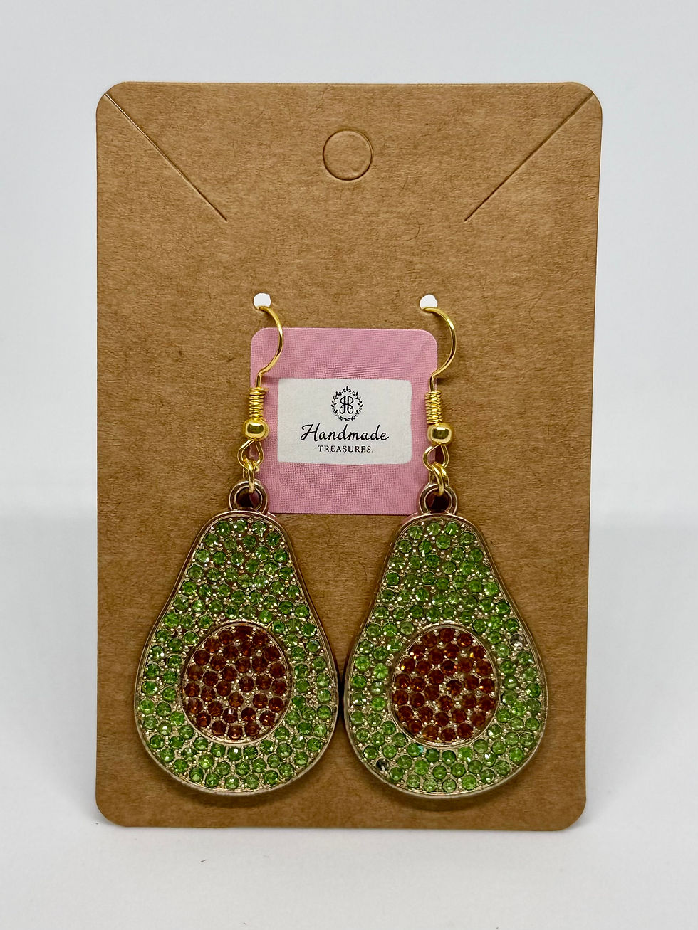 Thumbnail: Rhinestone Avocado Earrings, Sparkly Fruit Dangle Earrings, Kawaii Jewellery