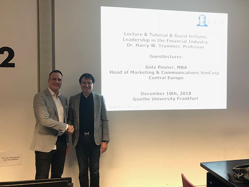 Top Executive Guest Speech with SimCorp at Campus Westend, December 10th, 2018